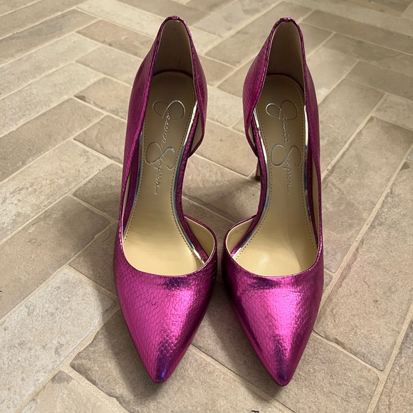 NWOT Jessica Simpson - Metallic Pink Snake Skin D’Orsay Pump - Picture 1 of 8